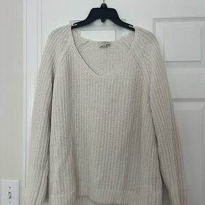 Lucky Brand Cream V-Neck Chunky Knit Sweater
